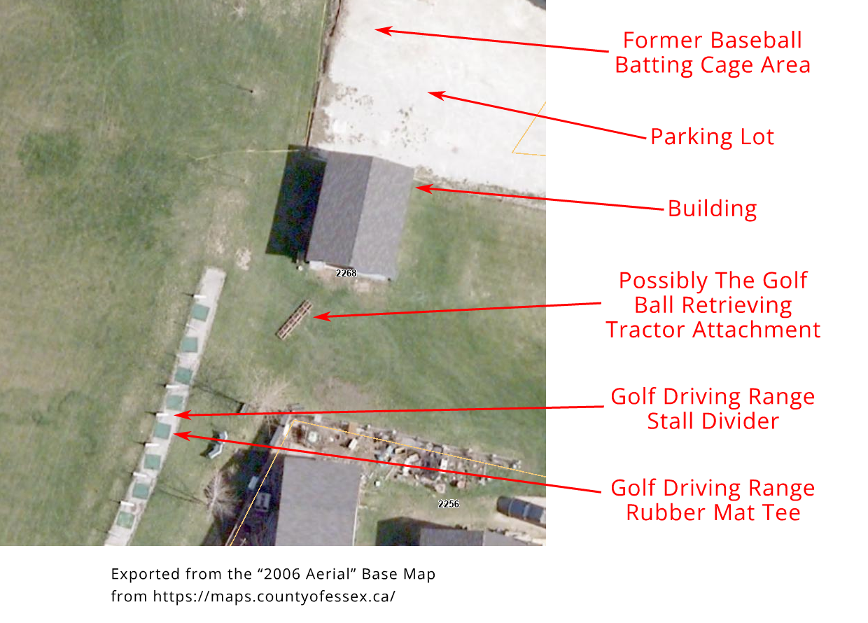 2006 Aerial Photo of the Building Area of the Tee Off Time Driving Range, 2268 Front Rd. N. (Amherstburg, Ontario)